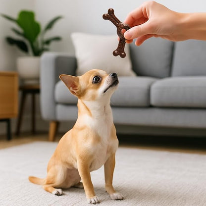 SPOT Bam-Bones Plus Triple Chew Dog Toy, Durable Bamboo Fiber & Nylon, for Aggressive Chewers, Adult Dogs & Teething Puppies Under 30lbs, 4in, Bison Flavor