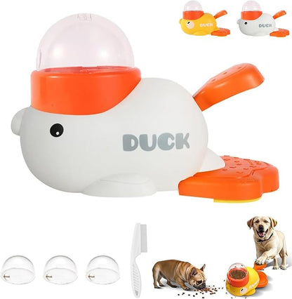 Rubber Duck Treat Dispenser, Rubber Duck Treat Toy for Dogs, Ducks Cat Treat Dispenser, 2-in-1 Dog Interactive Slow Feeder & Puzzle Toy for Dogs (White)
