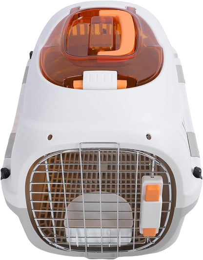 Hard Shell Plastic Pet Airline Crate, Travel Carrier for Cats and Dogs, Backpack Design Carrier with Secure Space, Meets Airline Regulations, Ideal for Outdoors Trip