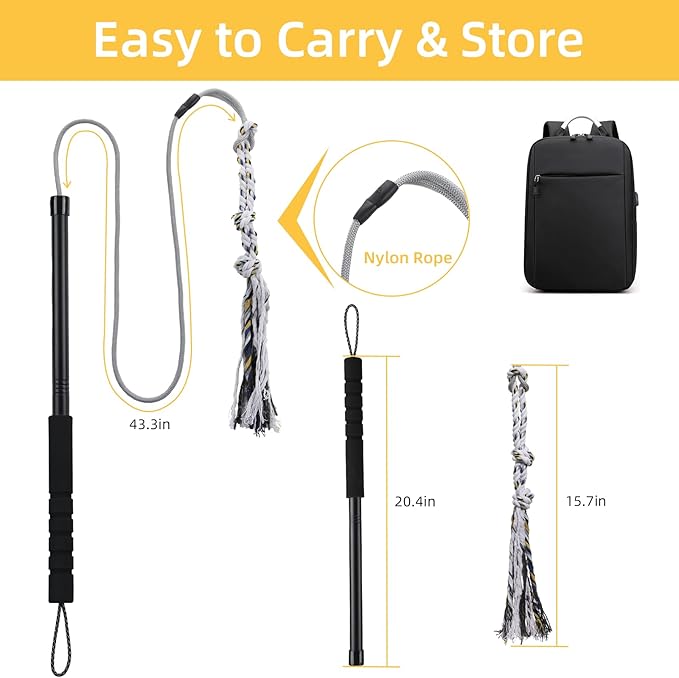 Outdoor Flirt Pole for Dogs - Interactive Toy Teaser Wand for Dogs Outdoor Chase and Tug of War Heavy Duty Dog Flirt Pole, Durable Pet Toys for Dog, Black