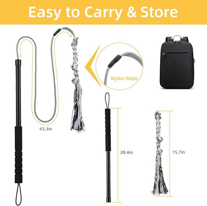 Outdoor Flirt Pole for Dogs - Interactive Toy Teaser Wand for Dogs Outdoor Chase and Tug of War Heavy Duty Dog Flirt Pole, Durable Pet Toys for Dog, Black