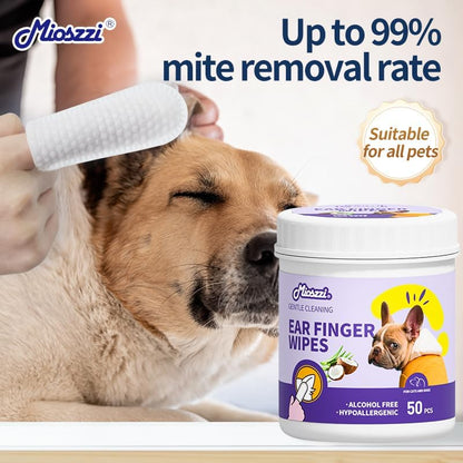 MIOSSZI Dog Ear Cleaner Finger Wipes for Dogs & Cats – Removes Wax & Odor, Helps Soothe Itchy Ears, Pet Ear Cleaning Finger Wipes 50 Count - Image 6