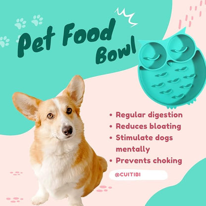 Slow Feeder Dog & Cat Bowl, Dog Puzzle Toys, Slow Feeder for Boredom & Anxiety Reduction, 12 oz, Silicone, Non-Slip Suction Cups