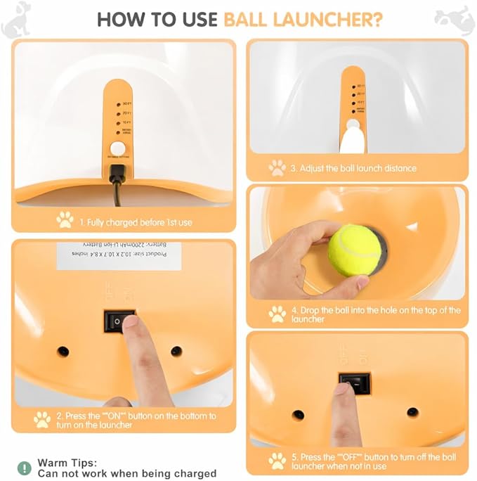 Automatic Dog Ball Launcher for Small Dogs – Dog Ball Thrower Fetch Machine - Indoor Outdoor Interactive Toy with 3 Mini Tennis Balls 2 Inch