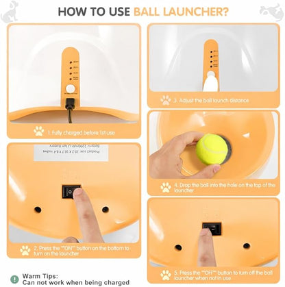 Automatic Dog Ball Launcher for Small Dogs – Dog Ball Thrower Fetch Machine - Indoor Outdoor Interactive Toy with 3 Mini Tennis Balls 2 Inch