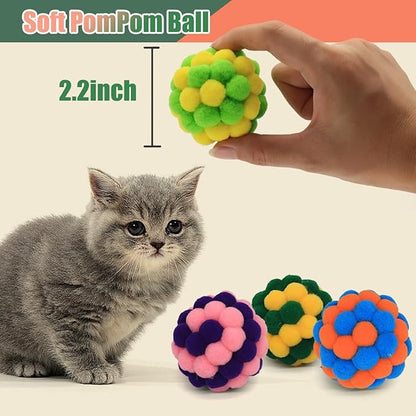 Cat Balls, 2 Inches Soft Fuzzy Balls, 6-Pack Large Ball Toys for Cat Kitten