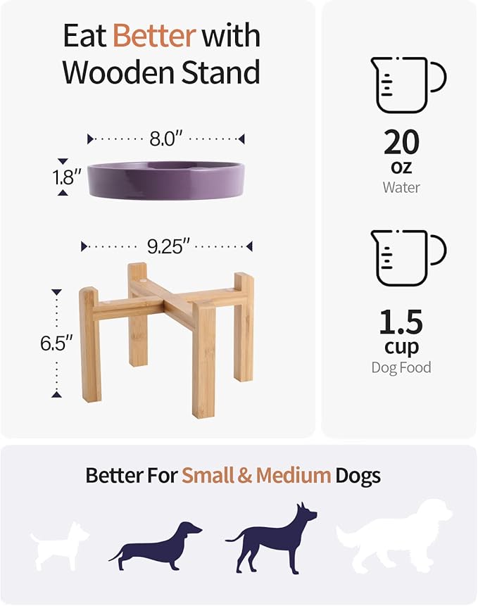 8.66 in Purple Dog Bowl Ceramic Slow Feeder for Medium Large Dogs,Elevated/Raised Slow Feeding Dog Food Water Dish Heavy Weighted,Puppy Bowl for Fast Eaters,Puzzle Eating Bowl Maze