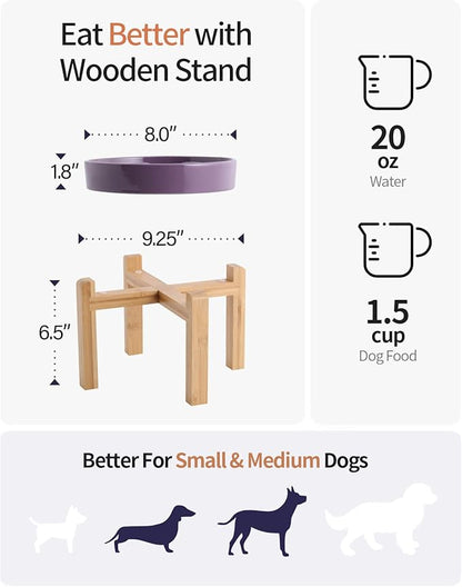 8.66 in Purple Dog Bowl Ceramic Slow Feeder for Medium Large Dogs,Elevated/Raised Slow Feeding Dog Food Water Dish Heavy Weighted,Puppy Bowl for Fast Eaters,Puzzle Eating Bowl Maze