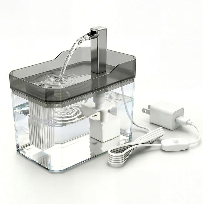 Cute Automatic Small Cat Water Fountain,1.5L Transparent Detachable Tank,Quiet Pump & LED Light,Easy to Clean & Assemble,Portable Mini Pet Dog Fountain Drinker Ideal for Car,Indoor,Travel,Gift