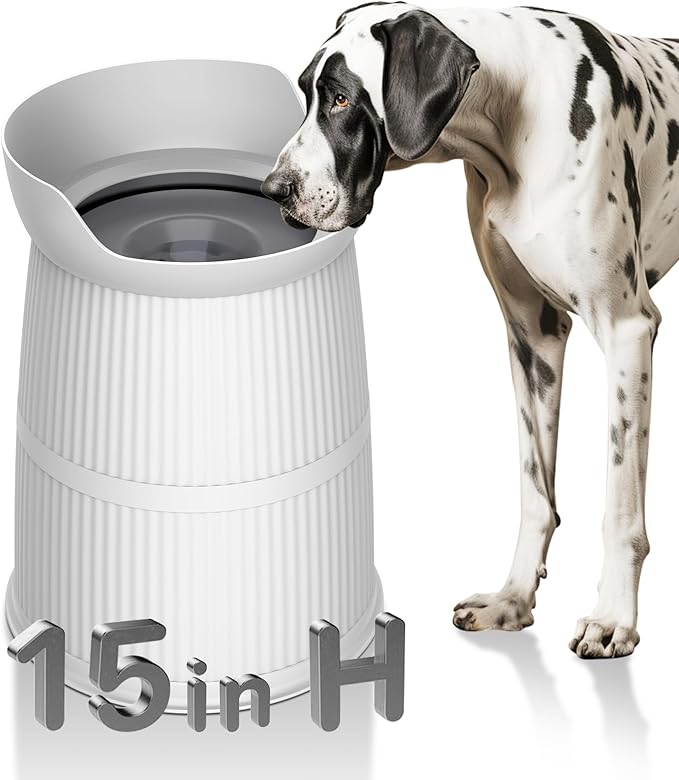 Elevated Dog Bowls Large Sized,15.4in High Raised Stand,4.4L No Spill Dog Water Bowl,Stainless Steel Bowl,Adjustable,Non-tip,Non-Slip, Water Dispenser for Large Medium Pets
