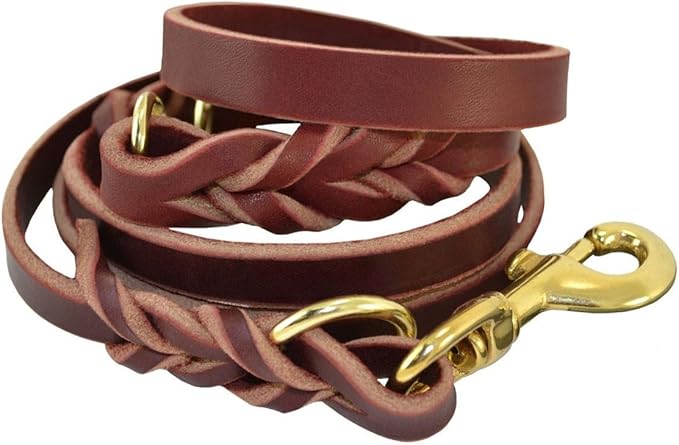 Ray Allen Convertible Service Dog Leash, Latigo Leather, Hands-Free Dog Leash (6.5')