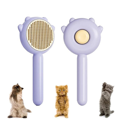 Magic Pet Comb, Pet Hair Cleaner Brush, Pet Grooming Cat and Dog Brush, Self Cleaning Cat Brush, Cat Grooming Brush, Cat Shedding Brush, Cat Brush for Long Hair Cats (Purple)