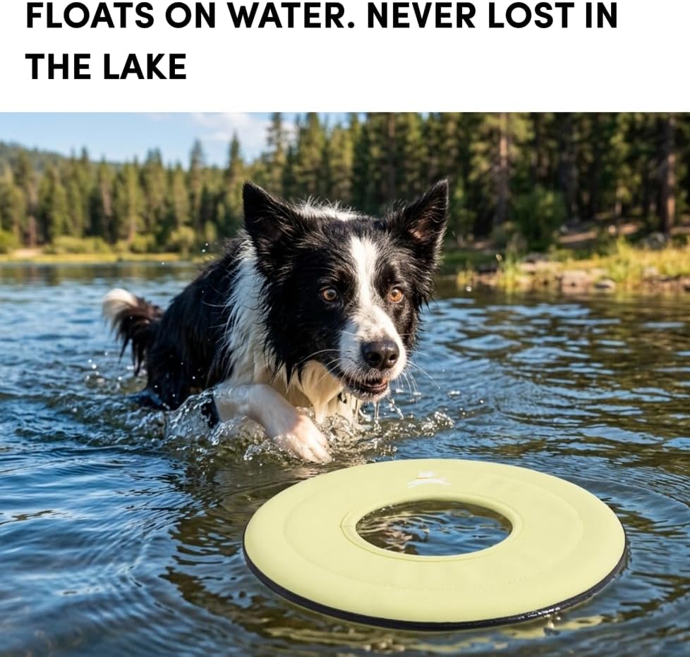OllyDog Super Flyer Dog Flying Disc – Floating Fetch Toy for Water Play, Soft Eco-Friendly Recycled Fabric, Gentle on Teeth, 11" for Medium & Large Dogs (Sol, 11") - Image 2
