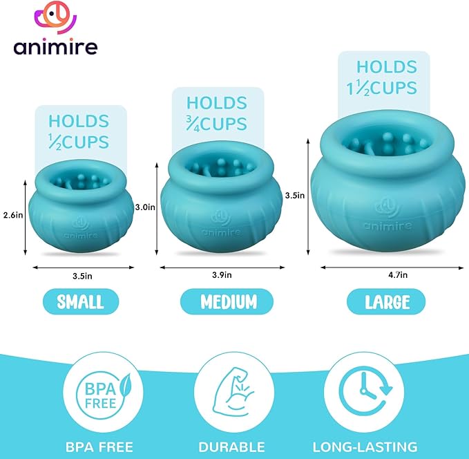 Wobbly Dog Enrichment Lick Toy, Stuffable Frozen Lick Bowl to Keep Dogs Busy, Long-Lasting Interactive Treat Dispensing Dog Toy, Silicone Fetch Catch Chew Toy(Teal,L)
