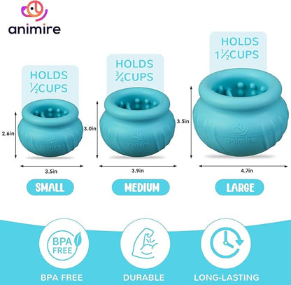 Wobbly Dog Enrichment Lick Toy, Stuffable Frozen Lick Bowl to Keep Dogs Busy, Long-Lasting Interactive Treat Dispensing Dog Toy, Silicone Fetch Catch Chew Toy(Teal,L)