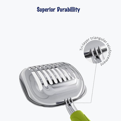 WePet Cat Litter Scoop, Aluminum Alloy Sifter, Kitty Metal Scooper, Deep Shovel, Long Handle, Poop Sifting, Kitten Pooper Lifter, Durable, Heavy Duty, for Litter Box