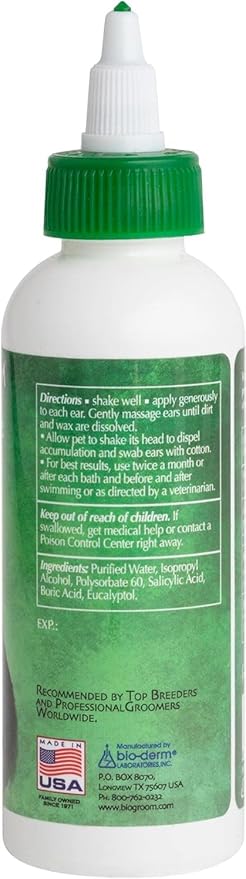 Bio-Groom Ear-Care Dog Ear Cleaner – Dog Ear Care, Cruelty-Free, Made in USA, Dog Ear Drops, Gentle Wax Remover, Pet Ear Cleaner for Dogs and Cats – 8 fl oz 1-Pack