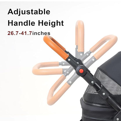 Medium Pet Stroller for Small & Medium Dogs, Double Dog Stroller for 2 Dogs, 44 Lbs Capacity Lightweight Integrated Design, Easy Setup Durable Pet Cart with Safe & Comfort Travel