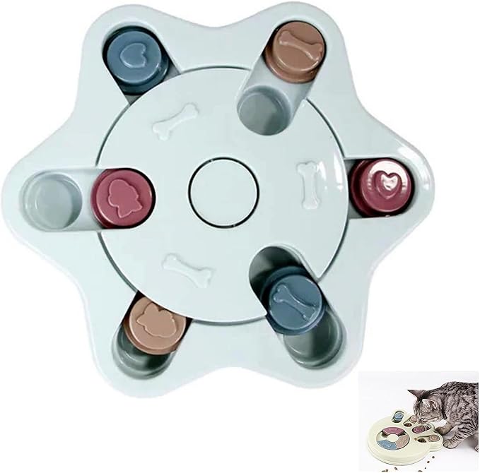 Anti-Choking Interactive Puzzle Toy for Slow Dispensing Feeding for Pets, 2023 New Dog Puzzle Toys, Dog/Cat Food Puzzle Feeder, Dog Stimulation Toys for Small and Medium-Sized Dogs (Blue, Hexagon)
