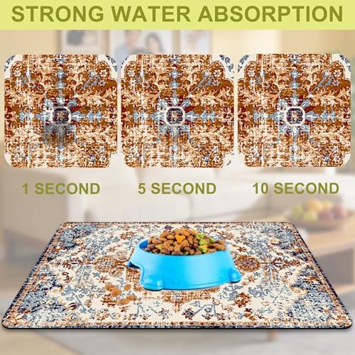 Cat Food Mat Pet Feeding Mats Dog Bowls Mat Cat Water Mat 12x20 Inch Boho3 - Image 5