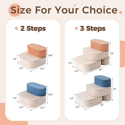 Dog Stairs for High Beds 10.6" H 2-Step Pet Steps Non-Slip Balanced with Washable Cover and Suitable Durable High Density Foam Suitable for Small Dogs Cats or Senior Dogs with Arthritis
