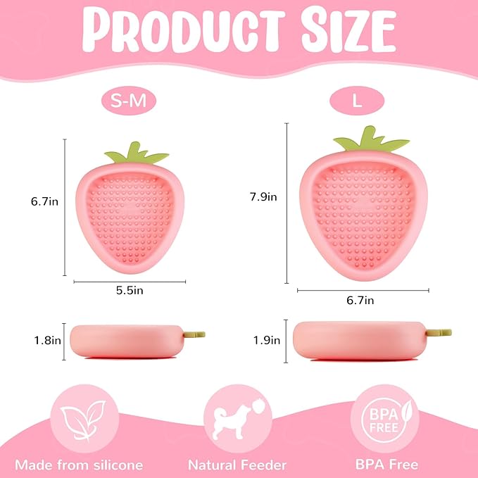 Freeze Dog Lick Bowl, Animire Non-Slip Slow Feeder Lick Mat for Dogs, Silicone Dog Enrichment Bowl for Distraction Anxiety Relief Boredom, BPA Free, Dishwasher Safe(Pink,S)