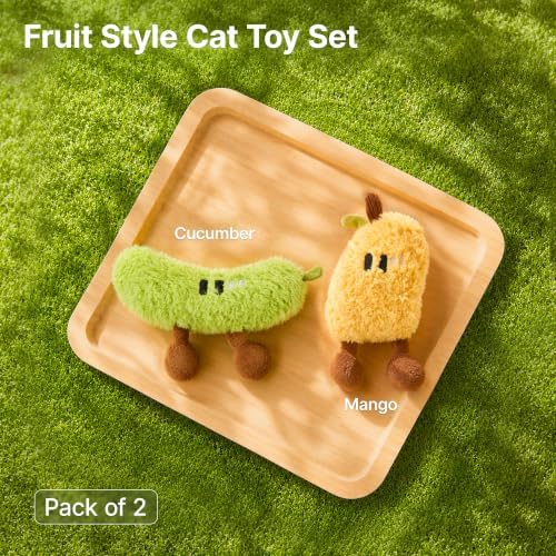Potaroma Plush Catnip Fruit Cat Toy 2 Pack, Crinkle Interactive Chew Pillow - Image 6