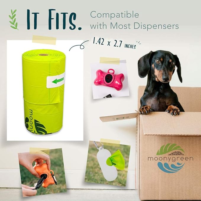 Dog Poop Bag, Compostable Dog Poop Bags, Doggied Poop Bags, Eco-Friendly, Unscented, Vegetable-Based, Extra Thick, Leak Proof, for Dogs and Cat Scoops, 120 Counts with Holder
