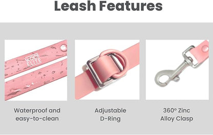 Hands-Free Waterproof Dog Leash, Adjustable Waist & Crossbody Dog Leash for Running, Walking & Hiking (Pink, 7 FT)