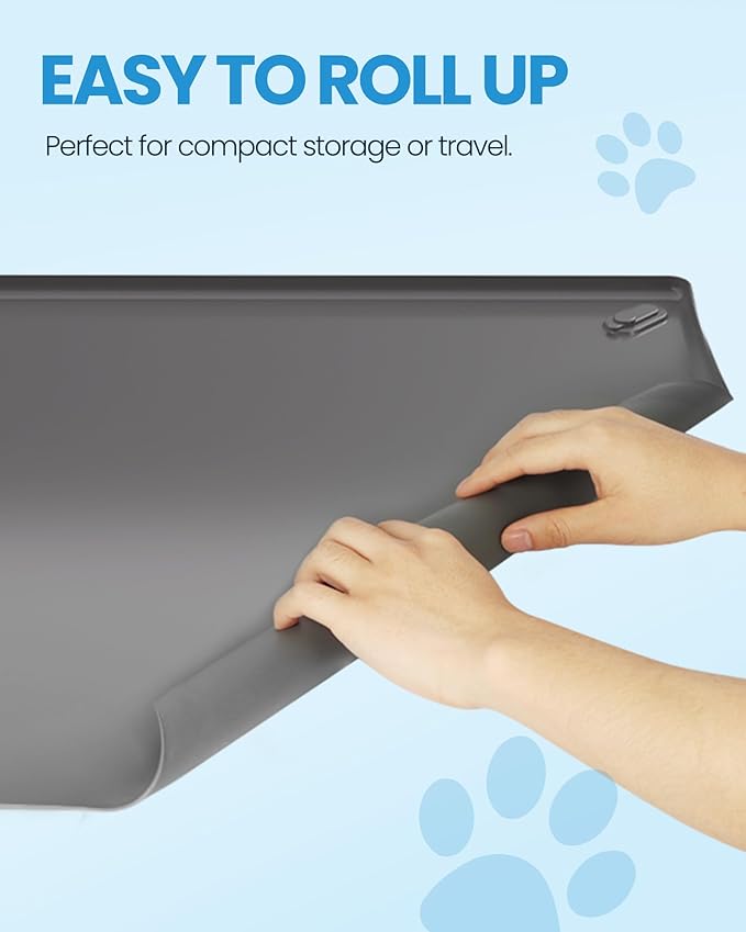 Pee Pad Holder for Dogs - 24" x 24" Non-Slip Silicone Puppy Potty Training Tray with 4 Magnetic Clips & Leak-Proof Raised Edge, Dog Pee Pad Holder for Home Indoor Floor Protection