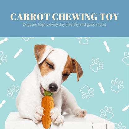 Dog Chew Toy, Natural Rubber Carrot Squeaky Dog Toys for Aggressive Chewers, Indestructible Dog Toys for Small and Medium Dog (Orange)