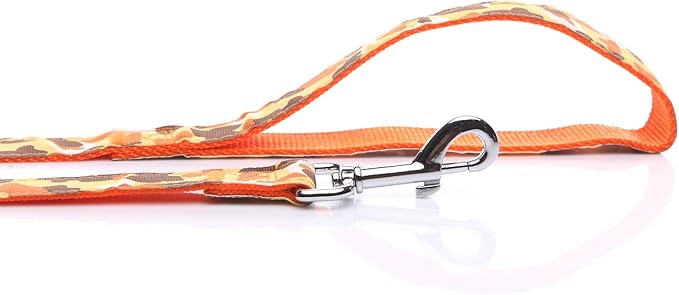 Heavy Duty Dog Leash, 4 FT/ 6 Feet Long, 1 Inch Wide, Nylon Camouflage Dog Leash for Small and Medium Dogs (5 FT, Orange)