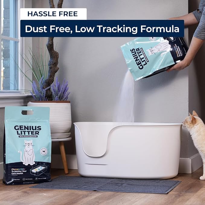 Genius Litter Health Monitoring Cat Litter, Featured on Shark Tank, Lightweight Crystal Silica Gel, Non Clumping, Dust Free, Low Tracking, Odor Control for Indoor Cats and Kittens, 6 lb Bag