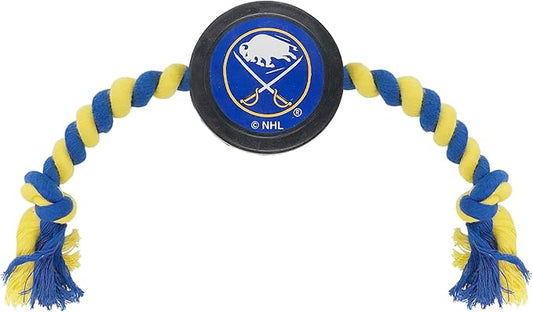 Pets First NHL Buffalo Sabres Puck Toy for Dogs & Cats. Play Hockey with Your Pet with This Licensed Dog Tough Toy Reward!