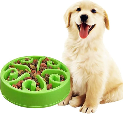 Dog Bowl Slow Pet Feeders Non Skid Bowl Dog Water Bowl Dry Food Bowl Slow Feeder Fun Bowl Slow Eating Bowl for Small Dog Large Dog Medium (Green, M)