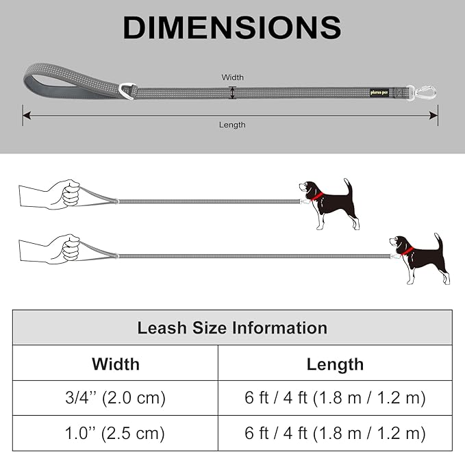 Plutus Pet Heavy Duty Dog Leash with Lockable Aluminum Carabiner, 4/6 Feet Long, Double-Sided Reflective Nylon, Padded Handle, for Puppy, Small, Medium and Large Dogs (Chocolate, 4/5" x 4')