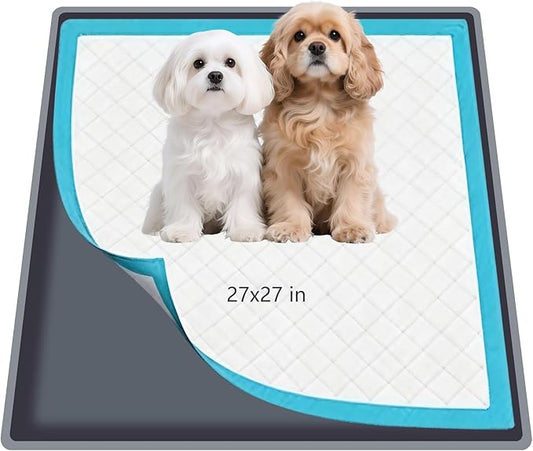 Silicone Dog Pee Pad Holder for Standard 27x27 in Pads, Non-Slip Leak-Proof Puppy Pad Tray, Portable Puppy Training Mat with Raised Edges for Floor Protection, Easy to Clean
