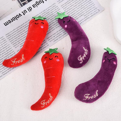 Red Cat Catnip Toys Cat Mint Toys Dog Kitten Chew Toy Funny Indoor Farm Theme Vegetable Shaped Cute Teeth Bite Toys Pet Supplies(Chili)，Toys，Catnip Toys - Image 2
