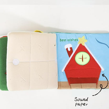 Dog Toy Snuffle Sound Book Series Lunch Space Christmas Goodnight Birthday Scout Themes 3D Puppy Decor Cover Puzzle Toy Dog Accessories for Mental Stimulation & Slow Feeding (Xmas)
