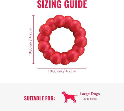 KONG Ring & Goodie Ribbon - Durable Rubber Treat-Dispensing Chew Toy for Dental Health - for Large Dogs