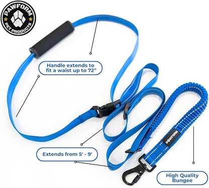 Pet Products Hands Free Dog Leash, Around The Waist, Crossbody, Solid Handle, Heavy Duty, (Blue)