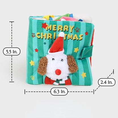 Dog Toy Snuffle Sound Book Series Lunch Space Christmas Goodnight Birthday Scout Themes 3D Puppy Decor Cover Puzzle Toy Dog Accessories for Mental Stimulation & Slow Feeding (Xmas)