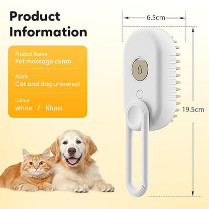 3 In1 Cat Steamy Brush, 2026 New Comb for Cats Dogs, Dog Brush with Steam Self Cleaning Pet Hair, Pet Spray Hair Removal Comb for Shedding, Long Short Haired with One-Click (Milk coffee)