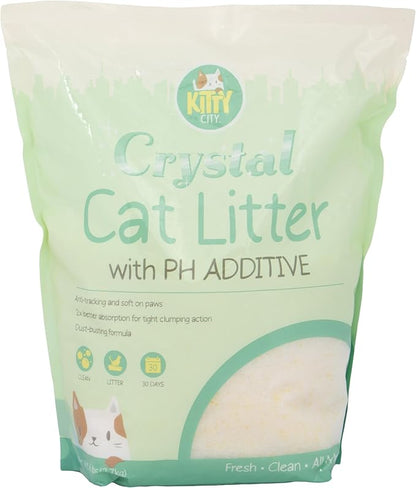 Kitty City pH Detecting Crystal Cat Litter, Silica Gel Crystals for Odor Control, Low Dust & Unscented, Health Monitoring Cat Litter, 6 lb
