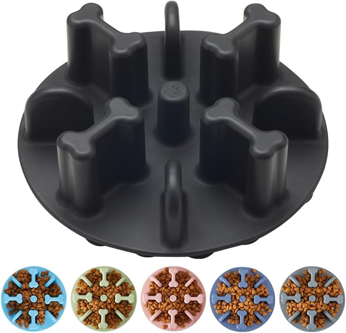 Soft Silicone Anti-Choking Puzzle Dog Bowl Insert, Anti-Slip Slow Eating Feeder for Regular Elevated Dog Bowls
