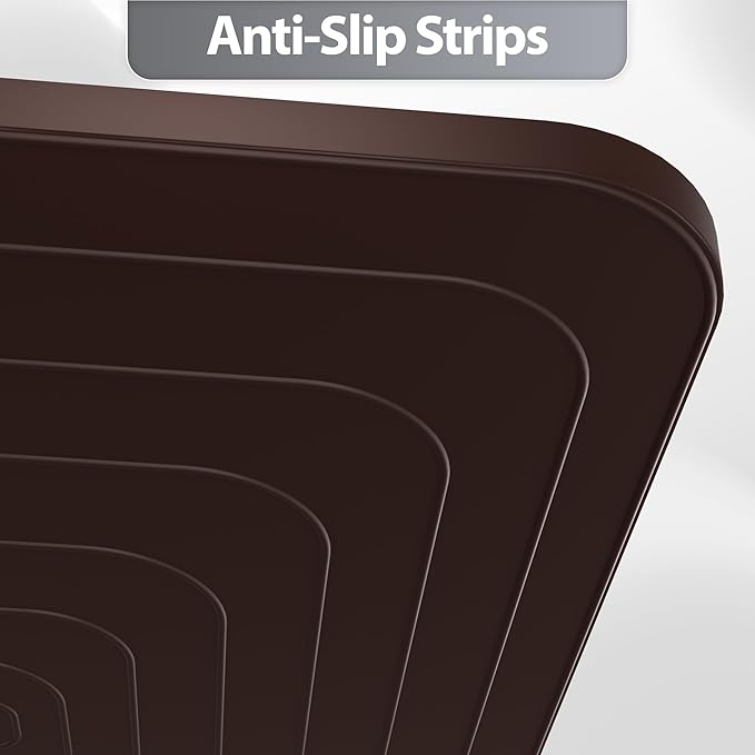 Silicone Dog Food Mat, Waterproof Anti-Slip Pet Feeding Mat with Warped Resistant Raised Edge,Spill-Proof Lip Floor Protection,Dishwasher-Safe Pet Placemat for Dogs & Cats(M 20" x 14" Brown)