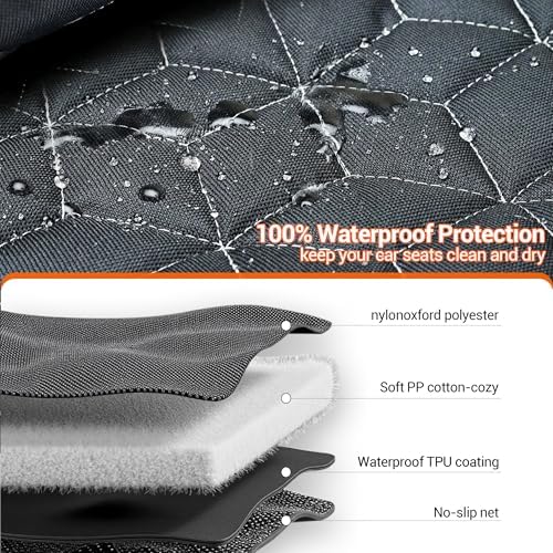Meginc Dog Car Seat Cover for Back Seat, Waterproof Non-Slip Bench Protector for Dogs & Kids, Durable 600D Scratch Proof Seat Cover for Hair, Scratches, Travel and Daily Use in Full Size SUVs - Image 4