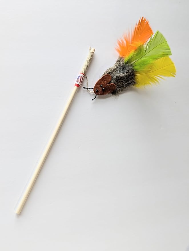 Runaway Rosie with Feathers Interactive Cat Toy (Natural)