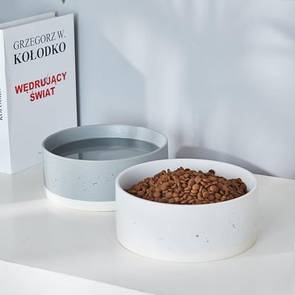 Oslo Ceramic Dog Bowl - 8'' Dog Food Water Bowl for Medium and Large Dogs, Heavy Duty Non-Slip Dog Dish, Modern Scandi-Style Stoneware Pet Feeder Bowl, Dishwasher Safe (70Oz, Grey)