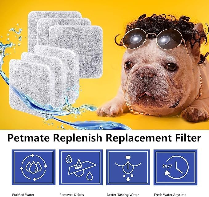Dog Water Bowl Filter Replacement Compatible with Petmate Replendish Mason Gravity Water Bowl for Dogs, Automatic Dispenser Filter, Cat Water Filter for Pet Gravity Waterer Bowls-12pack